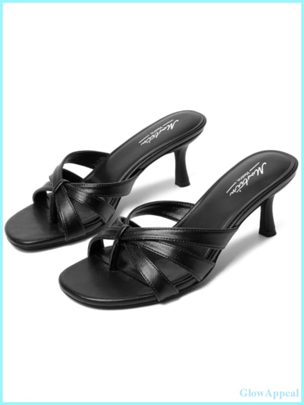Kitten Heel Mules Pointed Toe Faux Leather Slip On Heels for Party Wedding Daily